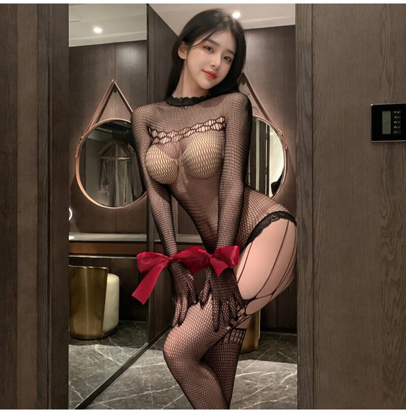 FEE ET MOI - Surprise Gift Sheer Bodystocking (Black - Red)